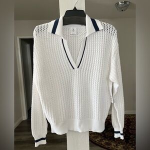 Xersion Women’s Long Sleeve Knit Pullover Sweater In Shady Glade White.